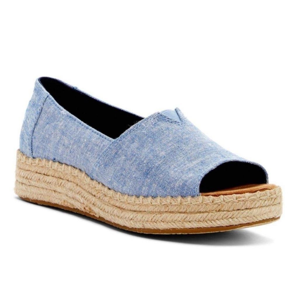 Toms Chambray Light Blue Espadrilles Sz 8